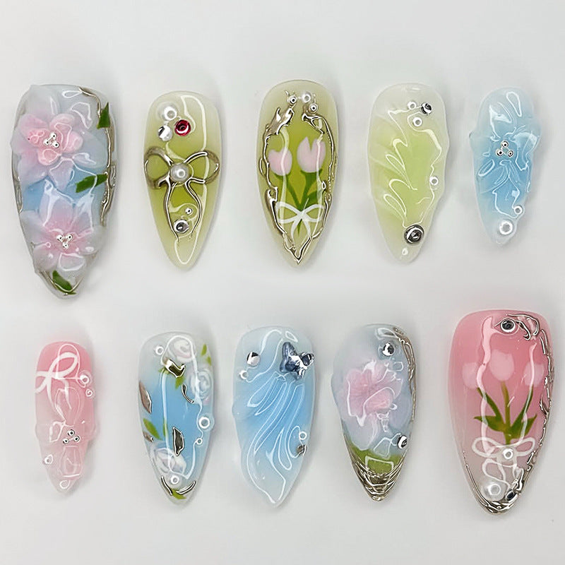 Floral Articulated Press-On Nail Set Acalora