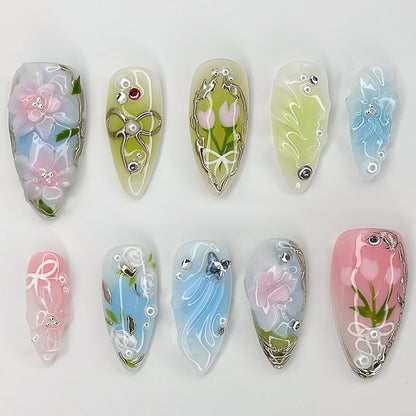 Floral Articulated Press-On Nail Set Acalora
