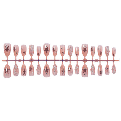 Artistic Press-On Nail Set with Star and Pearl Accents Acalora