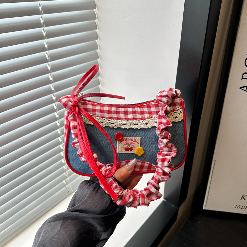 Retro Gingham Mini Crossbody Bag Acalora