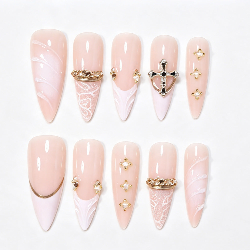 Elegant Stiletto Nail Art Tips with Embellishments Acalora