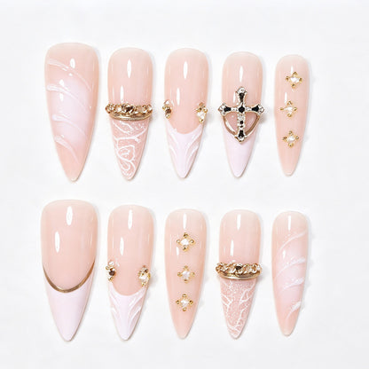 Elegant Stiletto Nail Art Tips with Embellishments Acalora