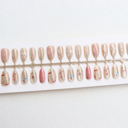 Decorative Press-On Nail Art Set with Artistic Designs Acalora