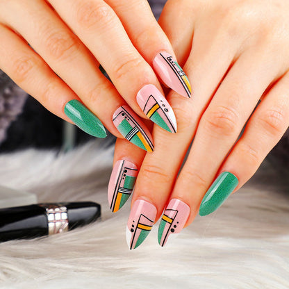 Creative design artificial nails with piano keys motif Acalora