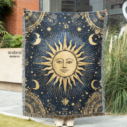 Bohemian Sun-Motif Throw Blanket