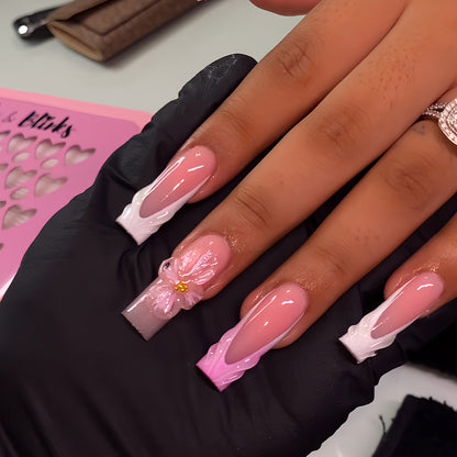 3D Floral Design Press-On Nails Acalora
