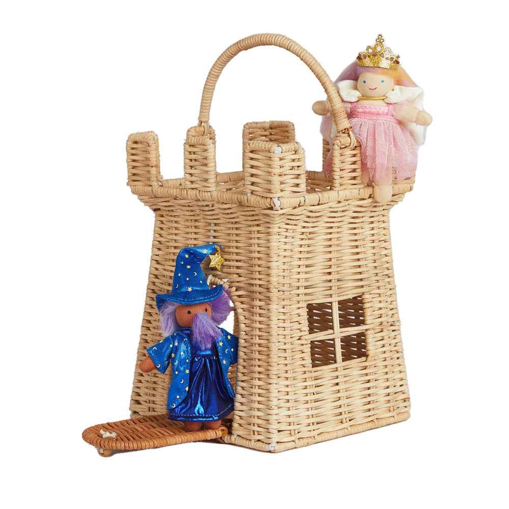 Castle-Shaped Woven Storage Basket Acalora