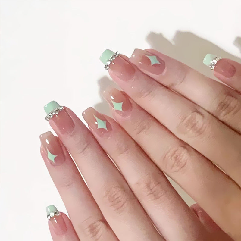 Acrylic nail set with elegant geometric decorations Acalora