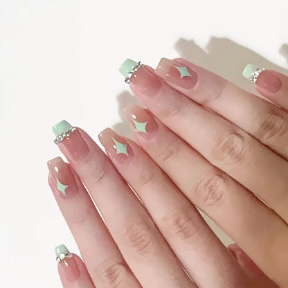 Acrylic nail set with elegant geometric decorations Acalora