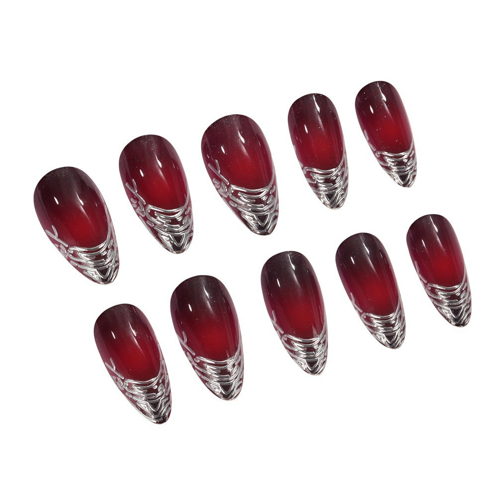 Artificial Nails Set with Elegant Ombre and Rose Designs Acalora