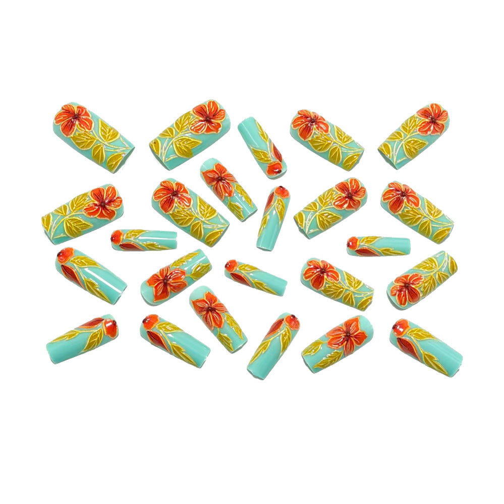 Artificial nails with elaborate 3D flower applications Acalora
