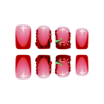 Artistic Press-On Nail Set with Floral Embellishments Acalora