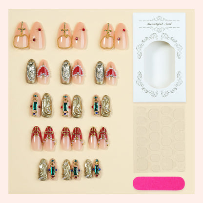 Decorative Press-On Nail Kit with Gem Accents Acalora