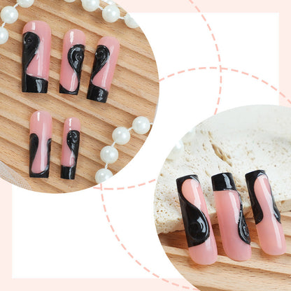 Artistic Gel Press-On Nail Set with Dripping Design Acalora