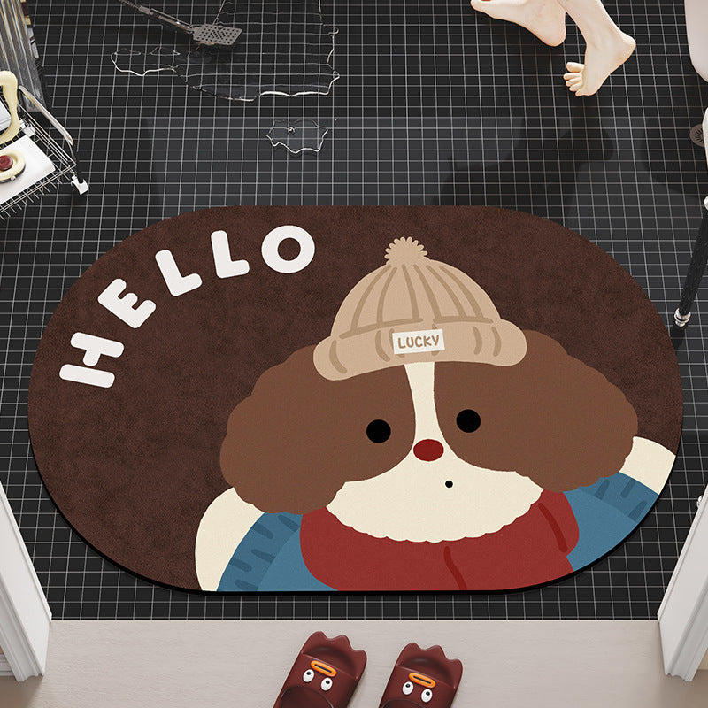 Cartoon Dog-Themed Bath Mat