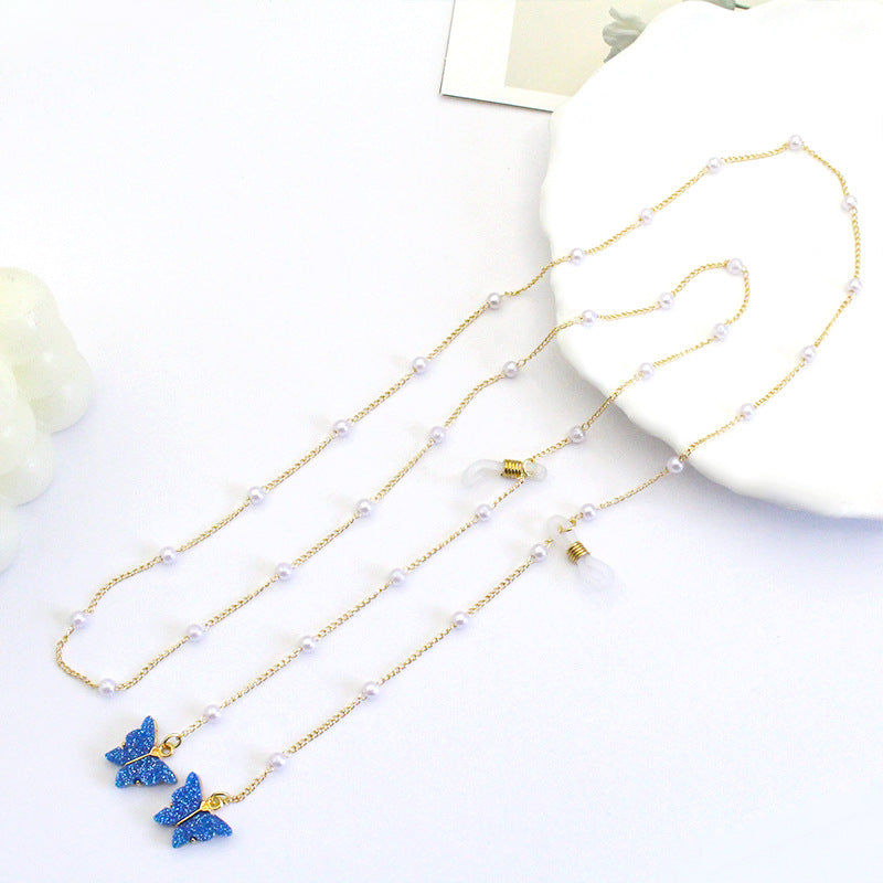 Butterfly-Embellished Eyewear Chain Acalora