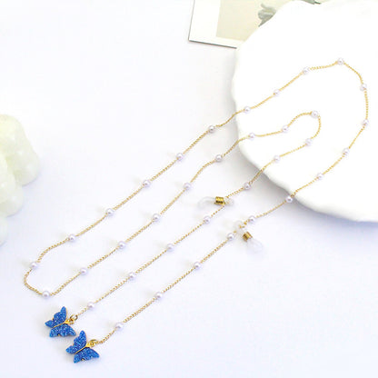 Butterfly-Embellished Eyewear Chain Acalora