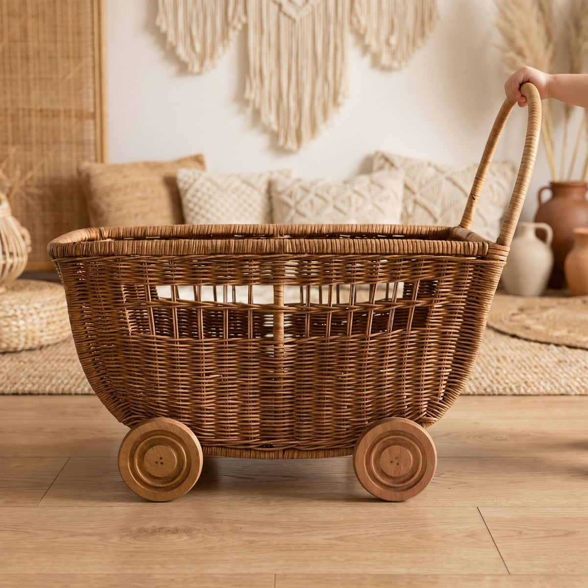Vintage Woven Storage Cart Acalora