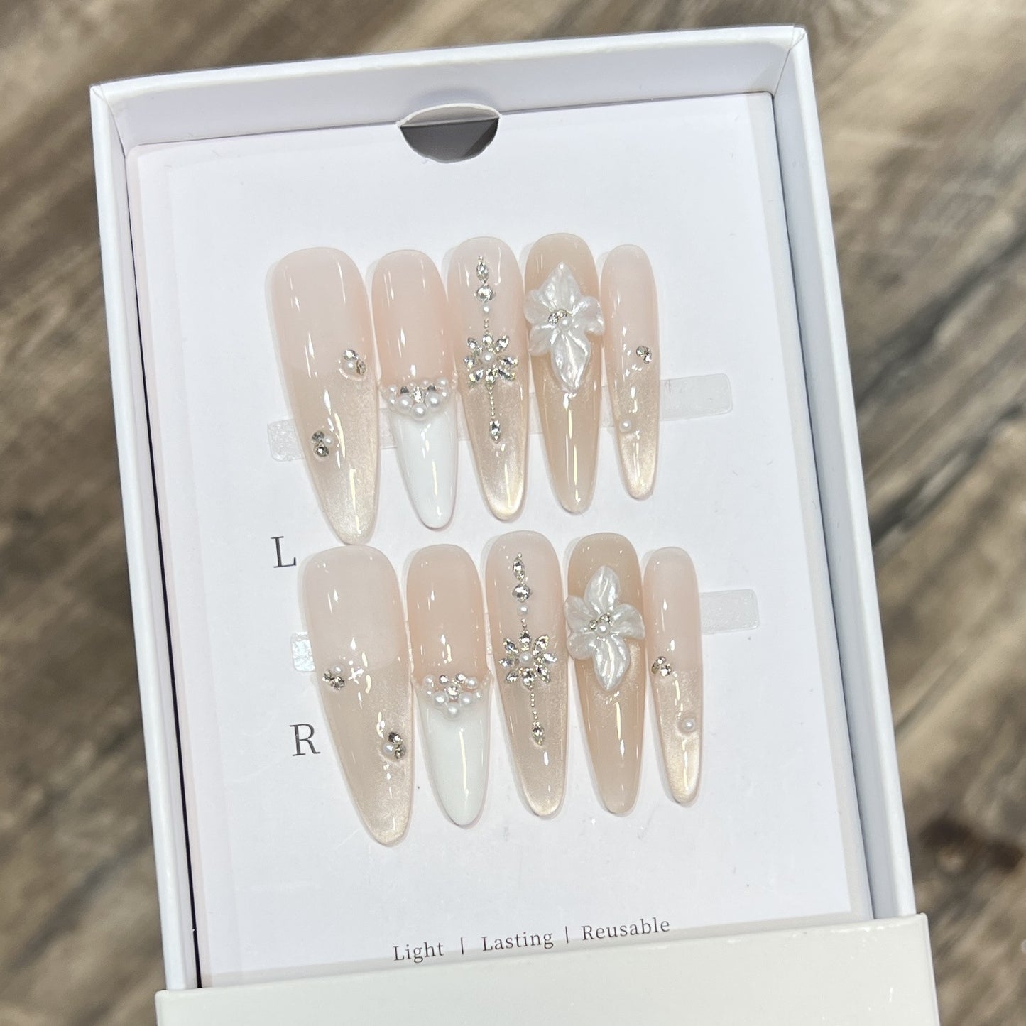 Elegant Stiletto Press-On Nail Set with Decorative Accents Acalora