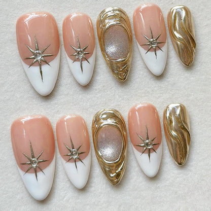 Premium Decorative Press-On Nail Set with Elegant Floral Accents Acalora