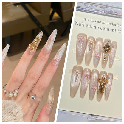 Artistic Stiletto Press-On Nail Set with Charming Patterns Acalora