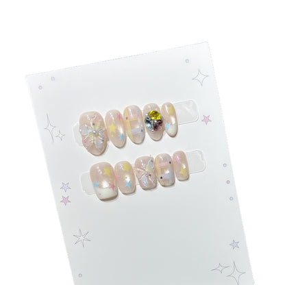 Decorative Press-On Nail Art Set with Gem Accents Acalora