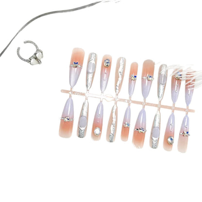 Artificial nails with elegant glitter and crystal accents Acalora