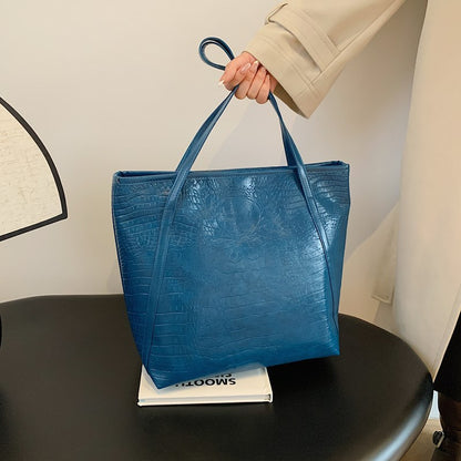 Crocodile-Embossed Leather Tote Bag Acalora