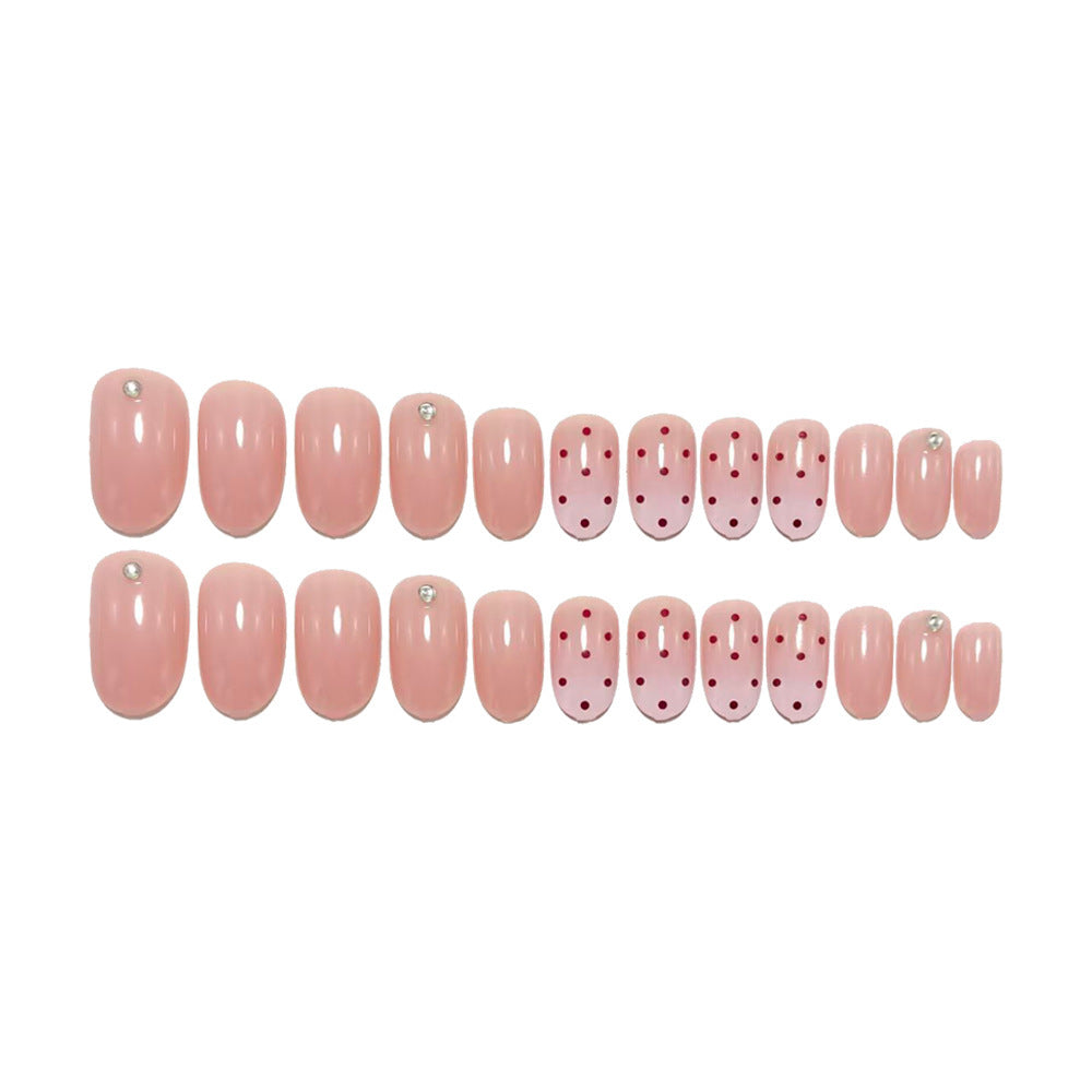 Artificial nails with elegant ombre effect and playful polka dot design Acalora