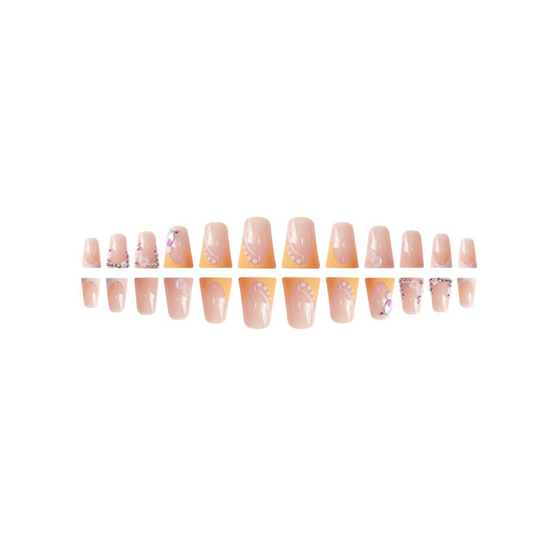 Floral Rhinestone Press-On Nails Acalora