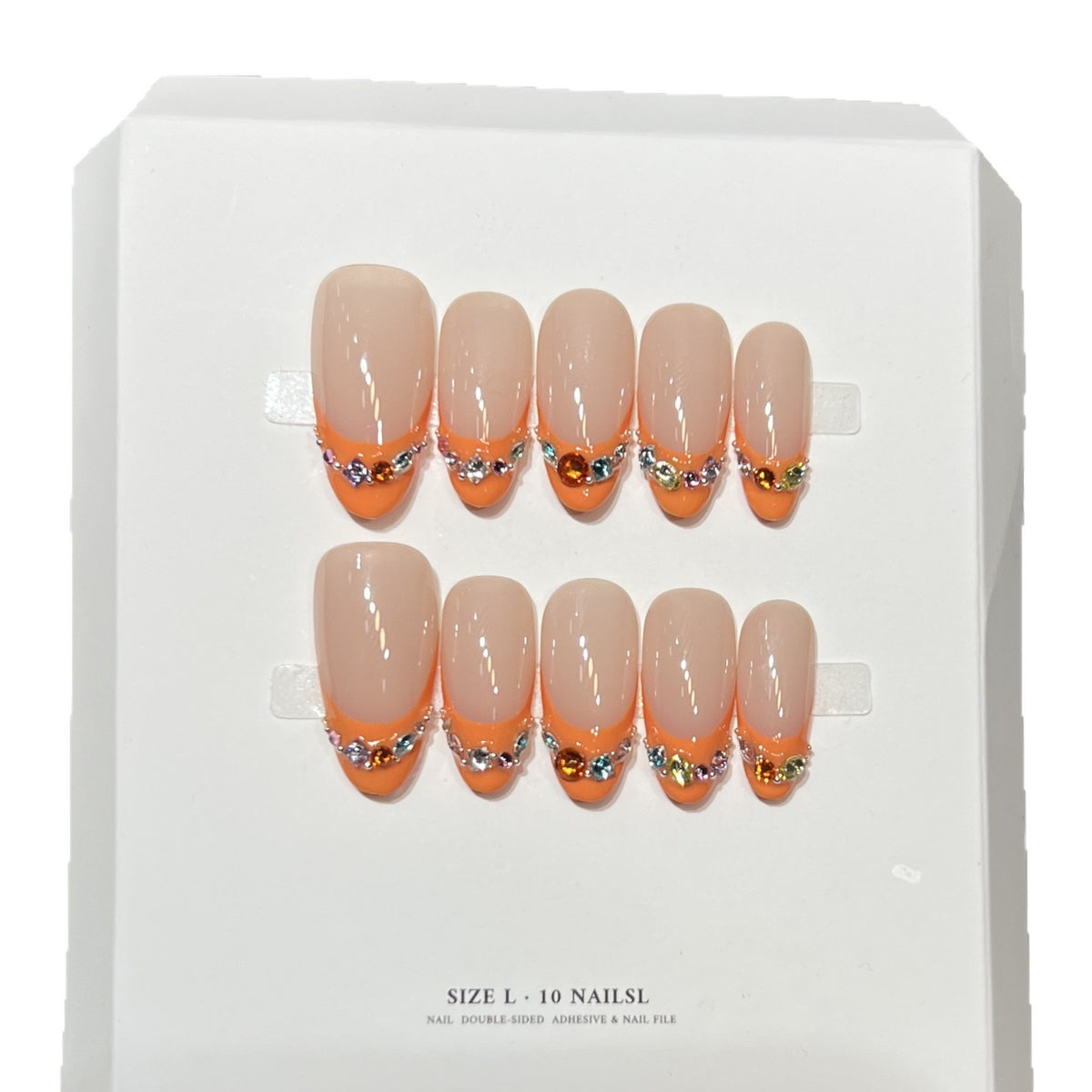 Decorative Press-On Nail Set with Rhinestone Accents Acalora