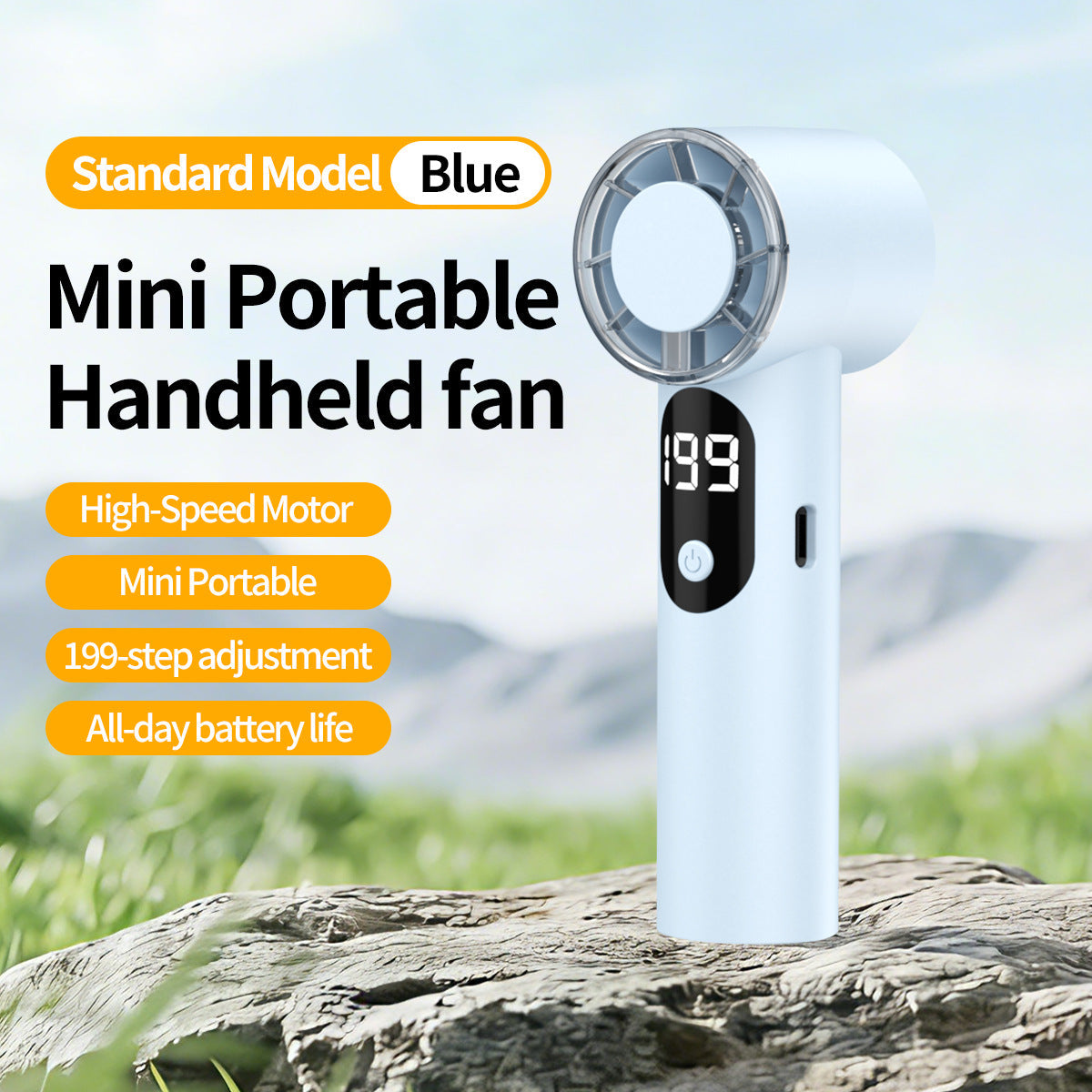 Unisex nan compact rechargeable handheld fan with digital speed display Brehn