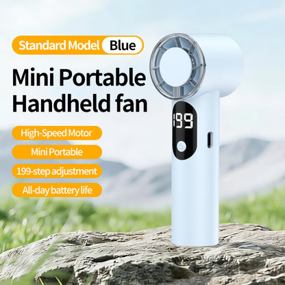 Unisex nan compact rechargeable handheld fan with digital speed display Brehn