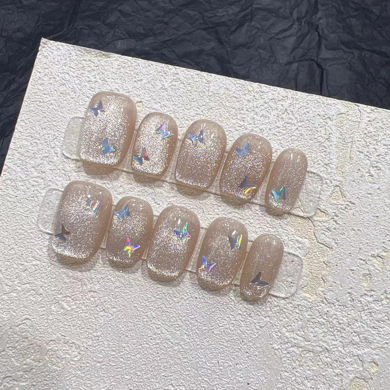 Glittering Press-On Nail Set with Star Accents Acalora