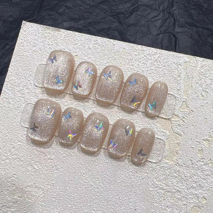 Glittering Press-On Nail Set with Star Accents Acalora