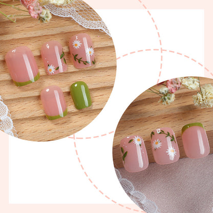 Decorative Press-On Nail Art Set with Botanical Accents Acalora