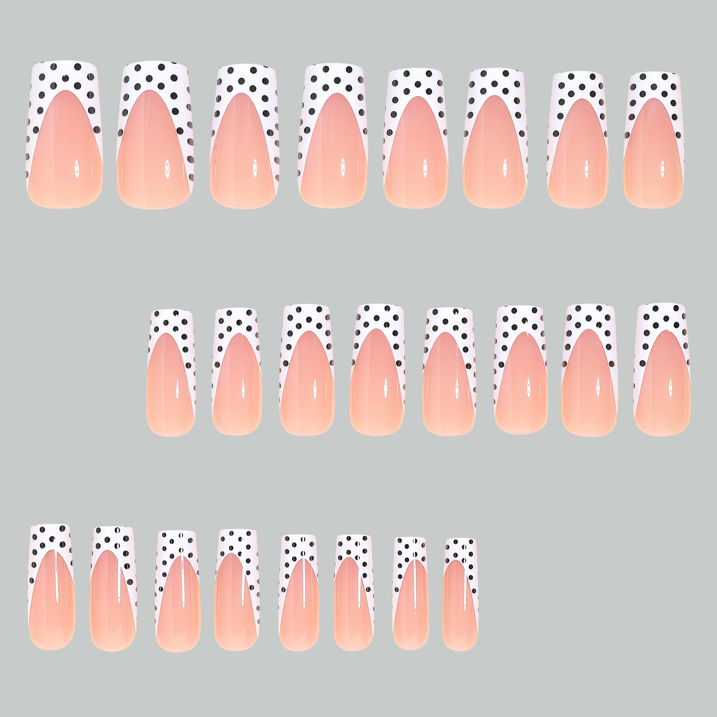 Artistic Long Press-On Nail Tips with Polka Dot Design Acalora