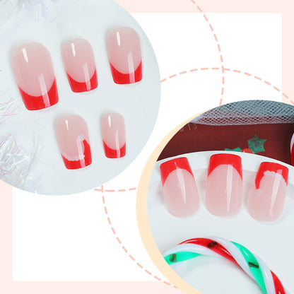 Artistic French Tip Press-On Nails Acalora