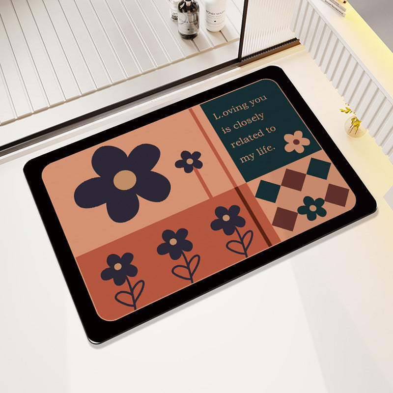 Floral Design Cotton Bath Mat Acalora
