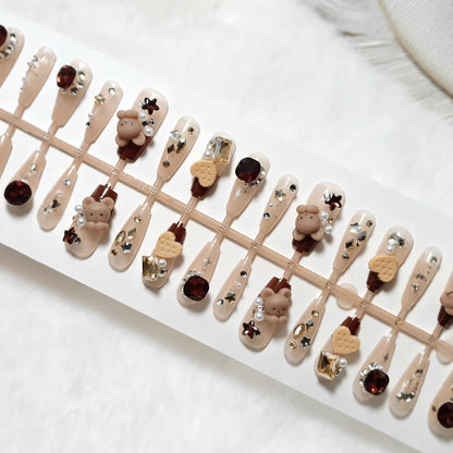 Artificial nails with charming animal and glitter design Acalora