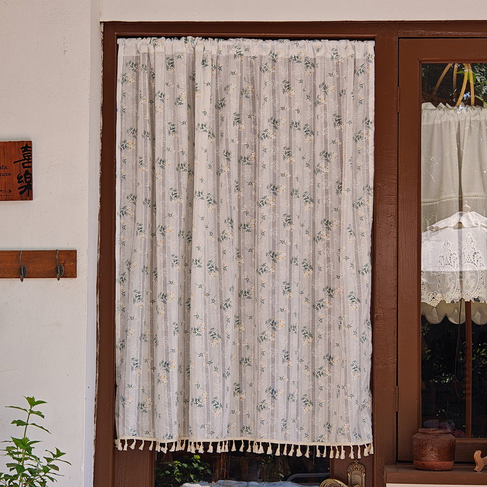 Decorative Floral Print Door Curtain