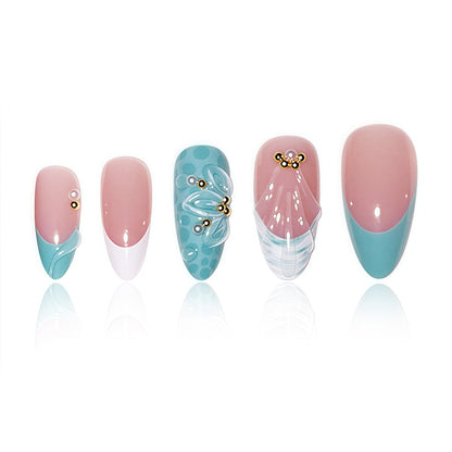Decorative Floral Stiletto Press-On Nails Acalora