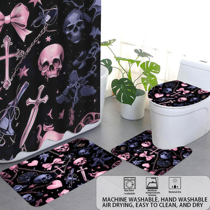Artistic Skull and Floral Themed Bathroom Set