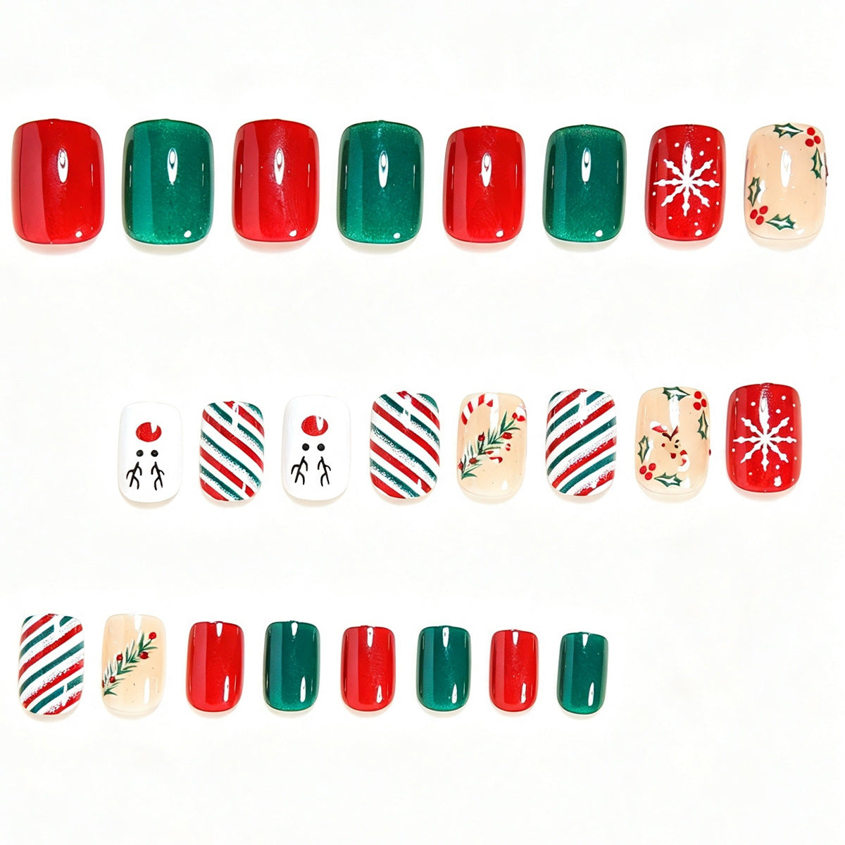 Festive Holiday-Themed Press-On Nail Art Acalora