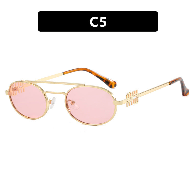 Women's elegant oval sunglasses with luxurious metal frame Karnz