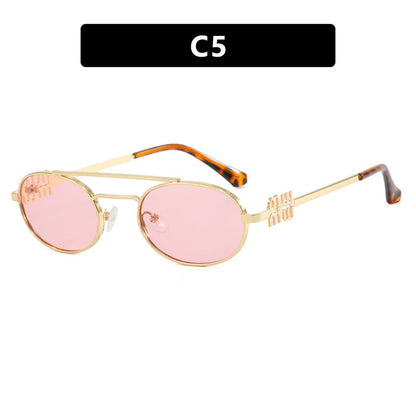 Women's elegant oval sunglasses with luxurious metal frame Karnz