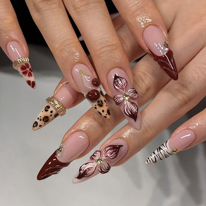 Luxurious Floral Decorative Press-On Nail Set Acalora