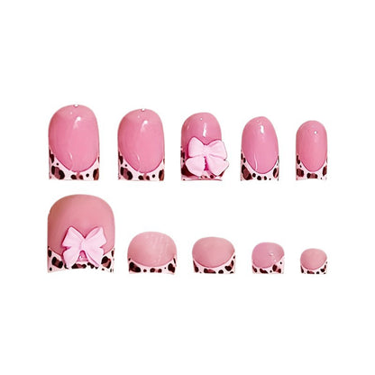 Artistic Press-On Nail Set with Bow Accents Acalora