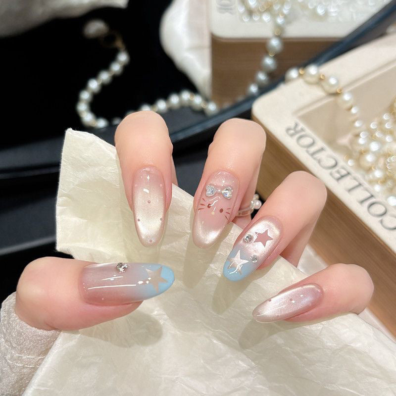 Artificial nail set with sparkling glitter accents Acalora