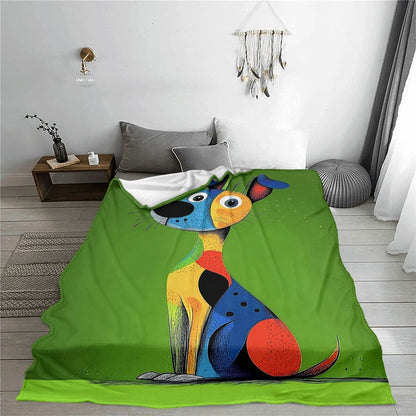 Whimsical Dog-Themed Fleece Blanket
